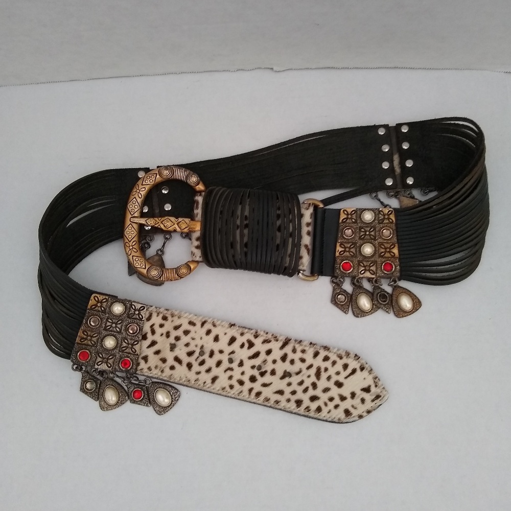 LaDoppia Vita Braided Charm Calf-hair Western Belt - Picture 1 of 8